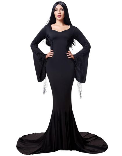 Black Gothic Maxi Dress for Women, Floor Length — view 4