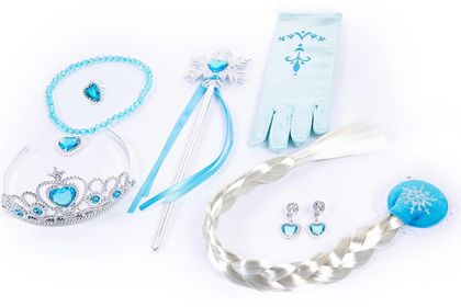 Blue Princess Dress Up Costume for Girls with Crown and Wand — view 3