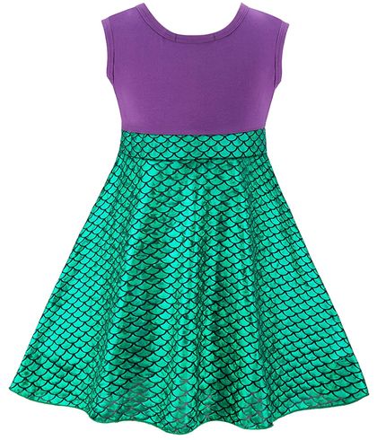 Purple Mermaid Mommy and Me Dress with Ears Headband — view 2
