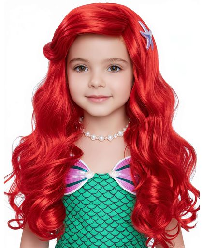 Long Curly Red Mermaid Wig for Girls